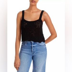 Aqua crochet crop tank - black - medium (like new!)